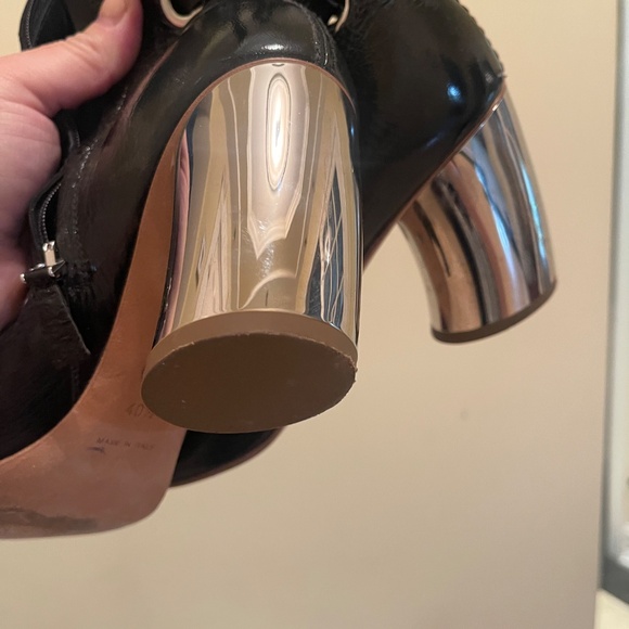 Proenza Schouler Leather Lace-Up Boots with Curved Mirrored Heel - Picture 3 of 9